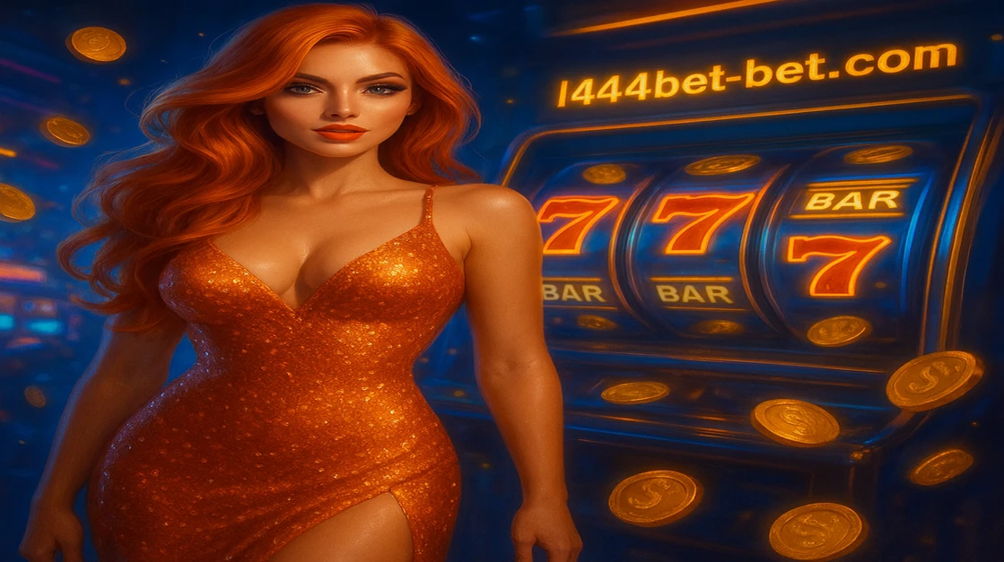 l444 game গেমিং প্ল্যাটফর্মের একটি চিত্রে, কমলা রঙের খরগোশ-সুট পরা লাল চুলের এক নারী আর্কেড গেমের কাছে উড়ন্ত চিপগুলোর মাঝে ঘিরে রয়েছে, যেখানে বোনাস ও ৭৭৭ দেখা যাচ্ছে